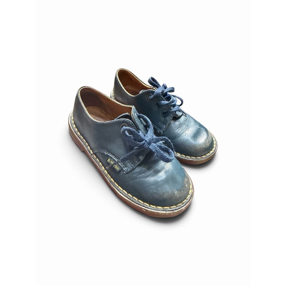 Vintage Dr. Martens Kids Shoes Size 8 Navy Blue Leather Oxford Made in England